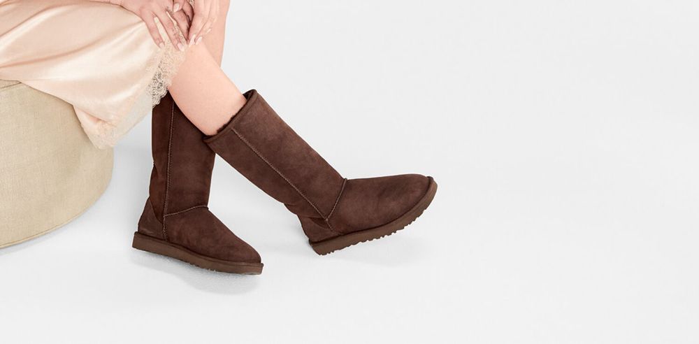 Ugg Tall Boot Womens - Ugg Classic Sheepskin Chocolate - 719GZNRMD